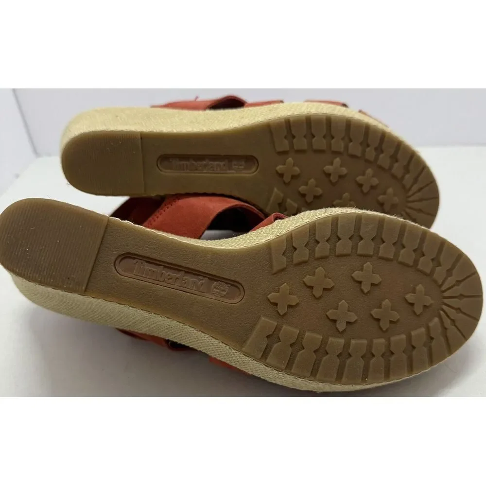 Timberland Earthkeepers Dark Orange Rust Red‎ Wedge Sandals SZ 9.5M